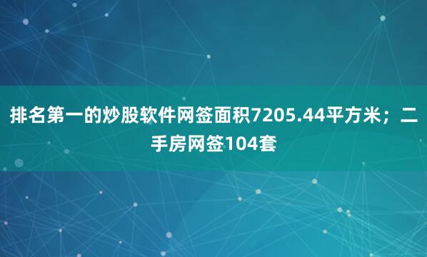排名第一的炒股软件网签面积7205.44平方米；二手房网签104套